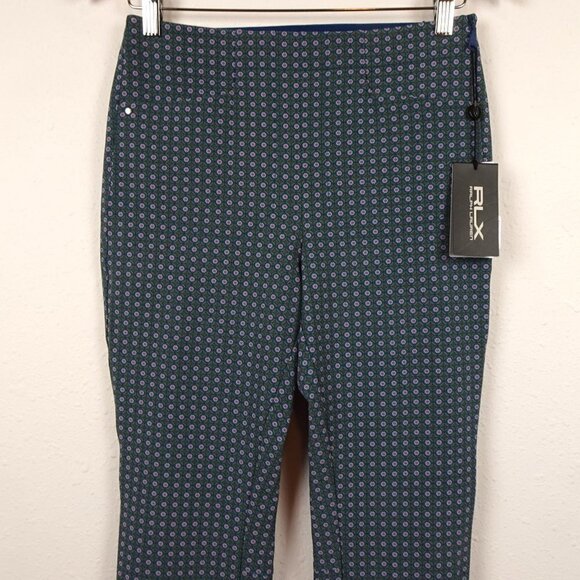 RLX Ralph Lauren Golf Pants Women's Size 2 Green Floral Print Stretch - Picture 2 of 11